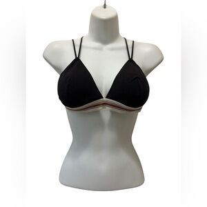 VS Victoria’s Secret Wireless Triangle Cotton Strappy Bra M Padded Black Striped